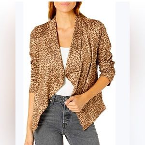 Leopard Print Drape Front Jacket